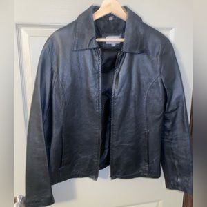 Black leather coat broken zipper